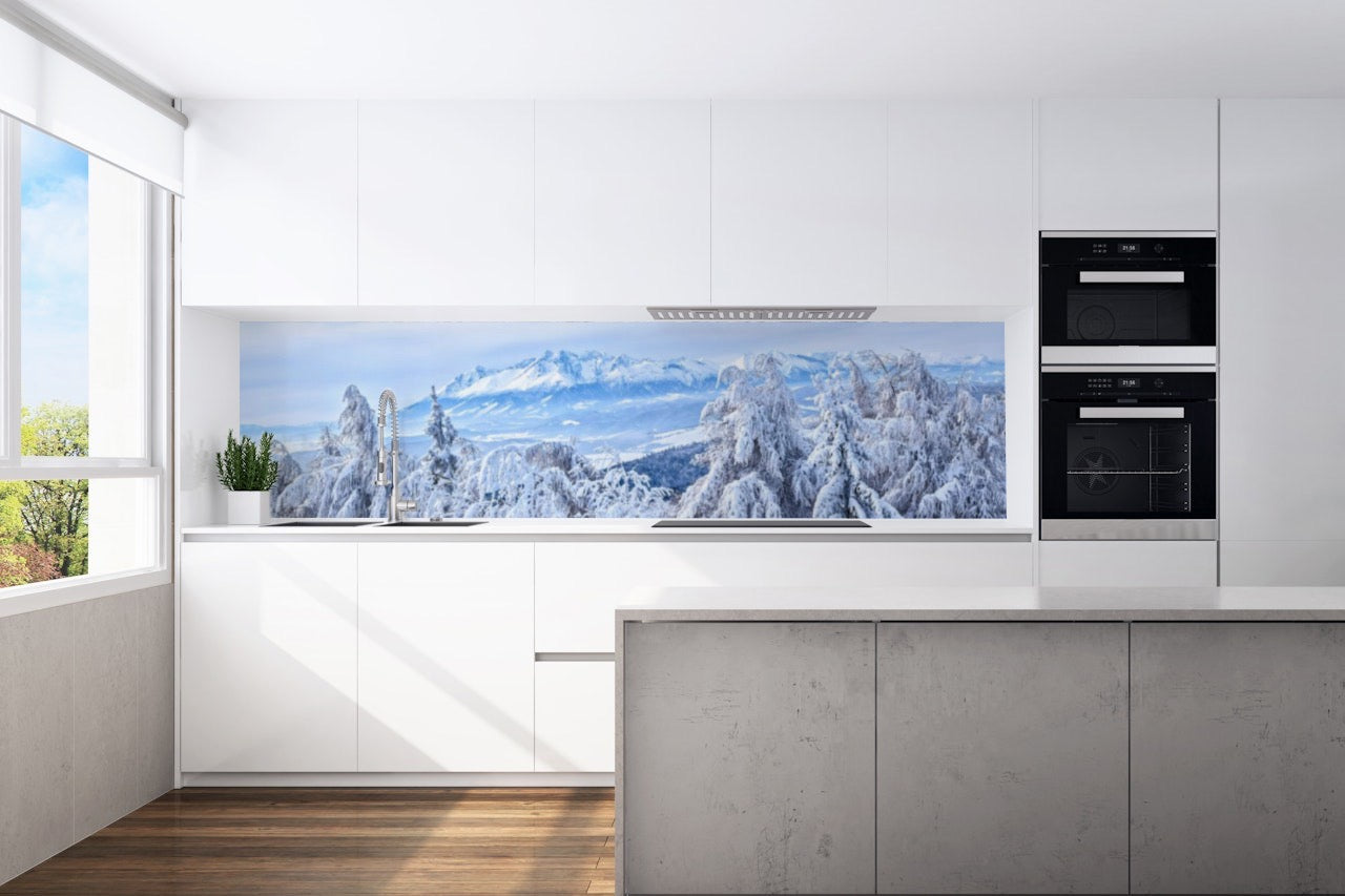 Kitchen back wall snow motif 0028