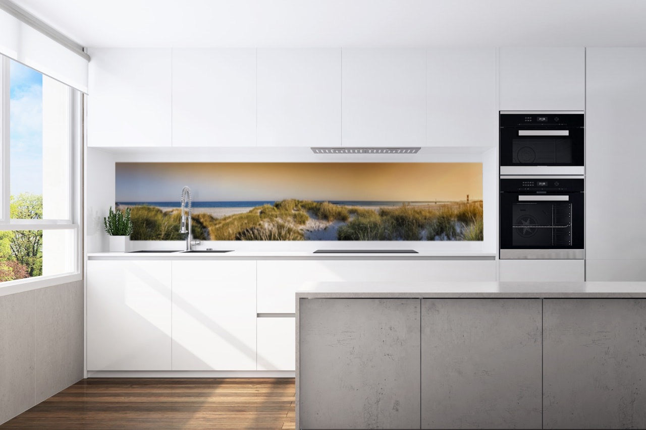 Kitchen back wall Heligoland dune motif 0034