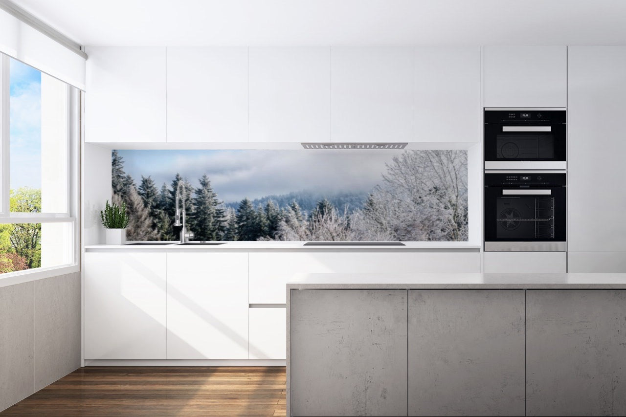 Kitchen back wall snow motif 0045