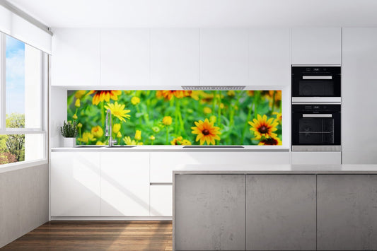 Kitchen back wall flower meadow motif 0046