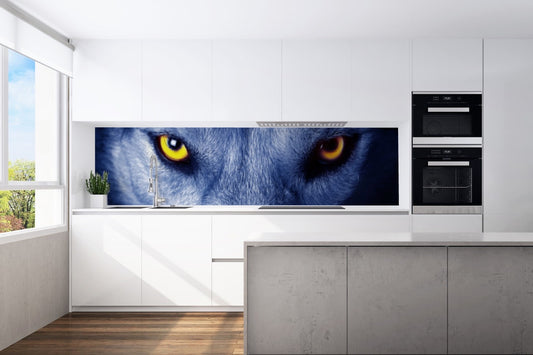 Kitchen back wall wolf motif 0047