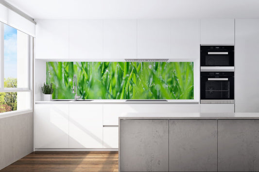 Kitchen back wall grass motif 0049