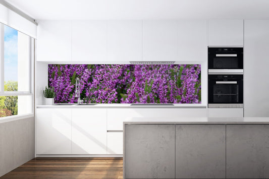 Kitchen back wall heather blossom motif 0051