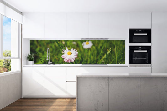 Kitchen back wall daisy motif 0055