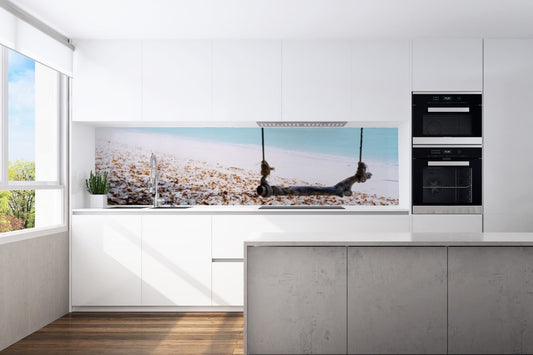 Kitchen back wall sandy beach motif 0073