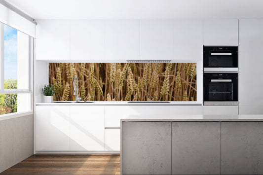 Kitchen back wall wheat motif 0078