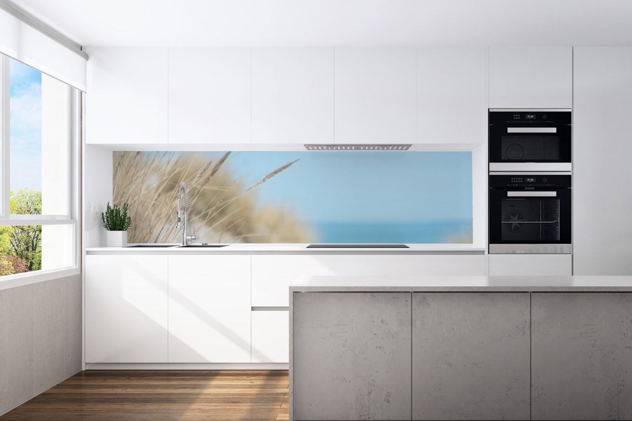 Kitchen back wall beach grass motif 0131