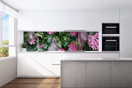 Kitchen back wall leaves-ferns-jungle motif 0145