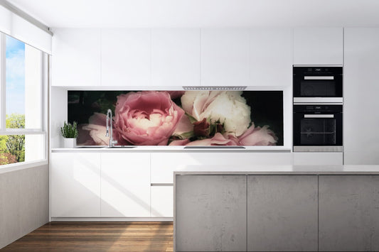 Kitchen back wall roses motif 0147