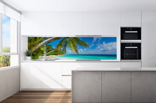 Kitchen back wall palm tree motif 0154