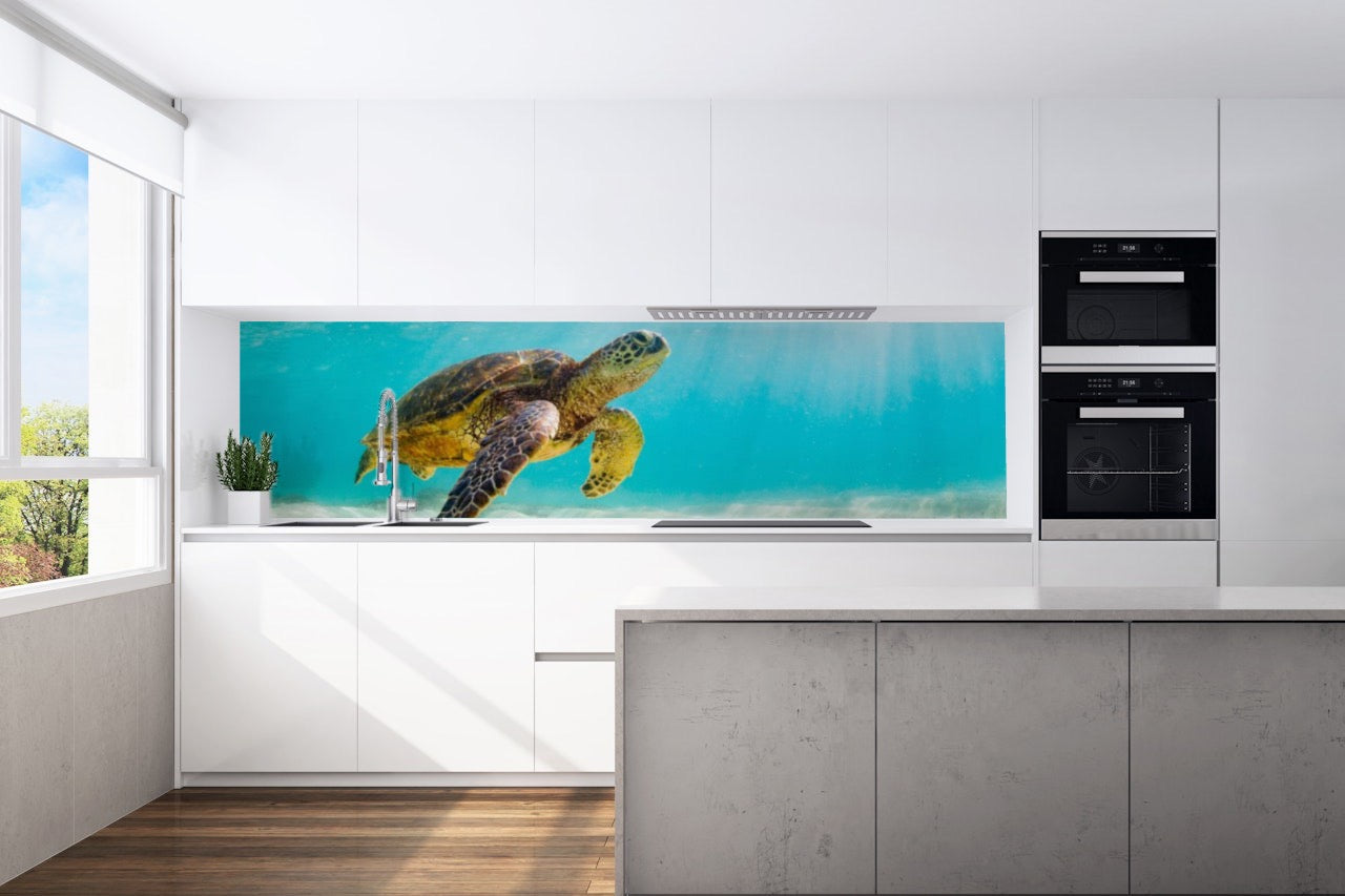 Kitchen back wall turtle motif 0155