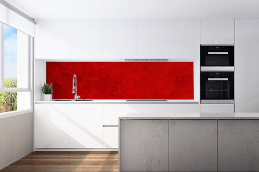 Kitchen back wall red motif 0161