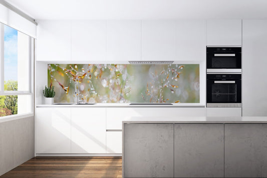 Kitchen back wall grass dew motif 0184