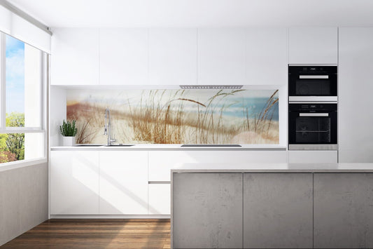 Kitchen back wall dunes grass motif 0193