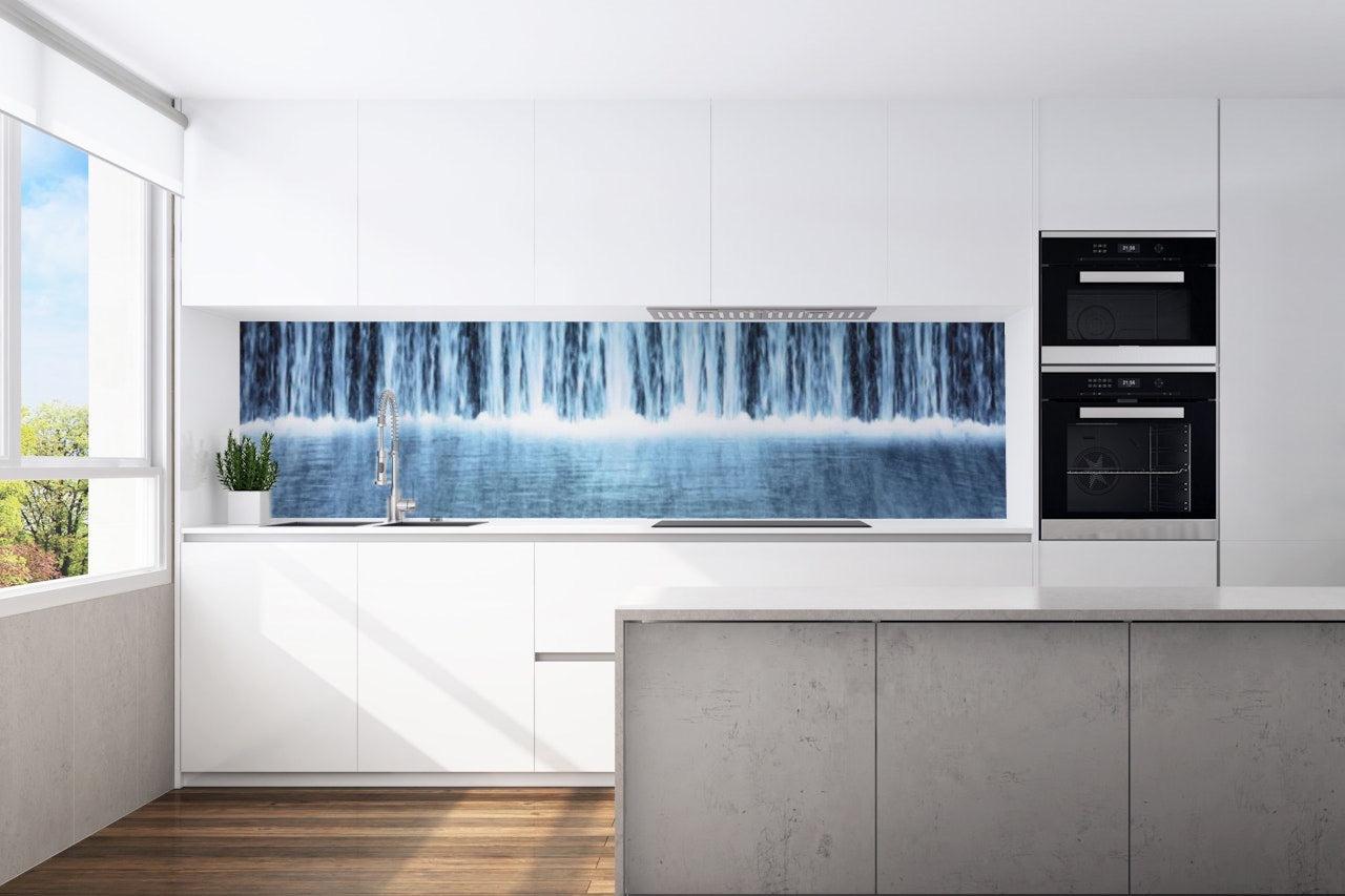 Kitchen back wall water waterfall motif 0208