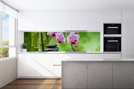 Kitchen back wall Zen stones orchid 7 motif 0224