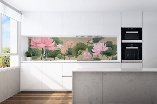 Kitchen back wall Zen Lotus 5 motif 0234