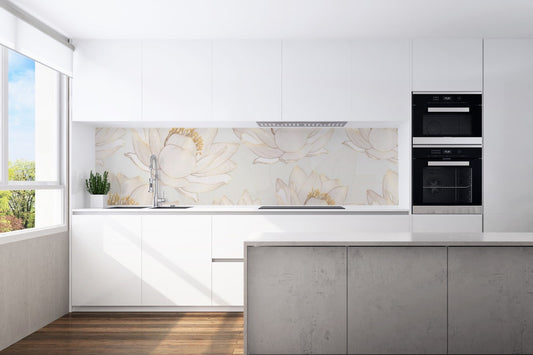 Kitchen back wall Zen Lotus 6 motif 0235