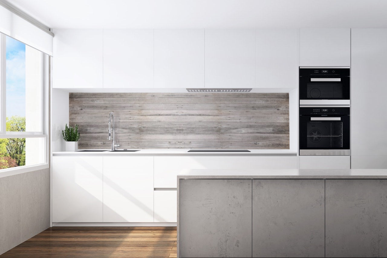 Kitchen back wall wood gray motif 0251