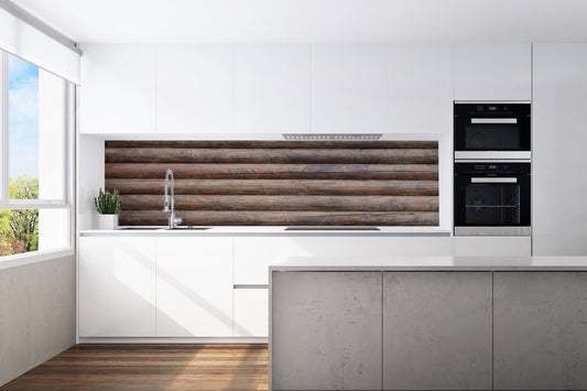 Kitchen back wall wood beam motif 0255