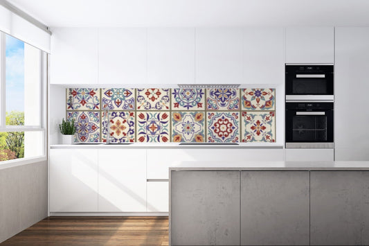 Kitchen back wall mosaic tiles colorful motif 0257