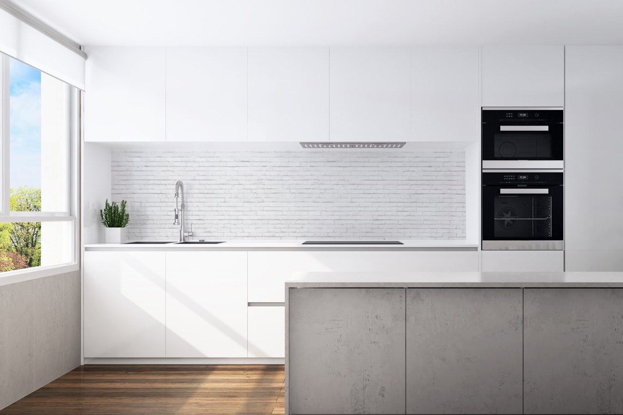 Kitchen back wall brick wall white motif 0265