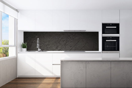 Kitchen back wall exposed concrete black motif 0279