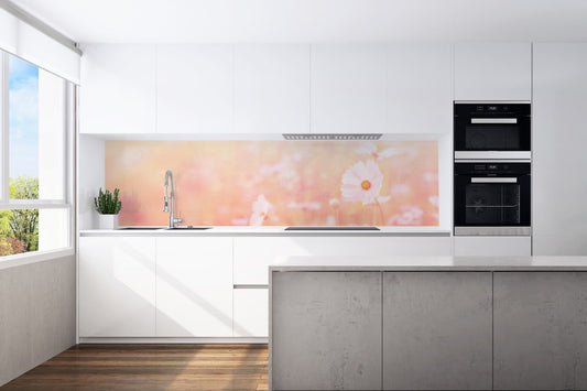 Kitchen back wall pastel blossom motif 0293