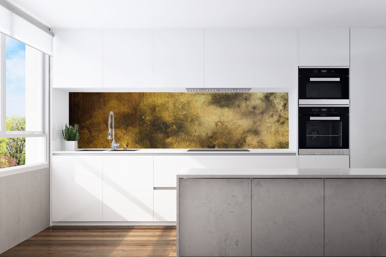 Kitchen back wall gold motif 0334