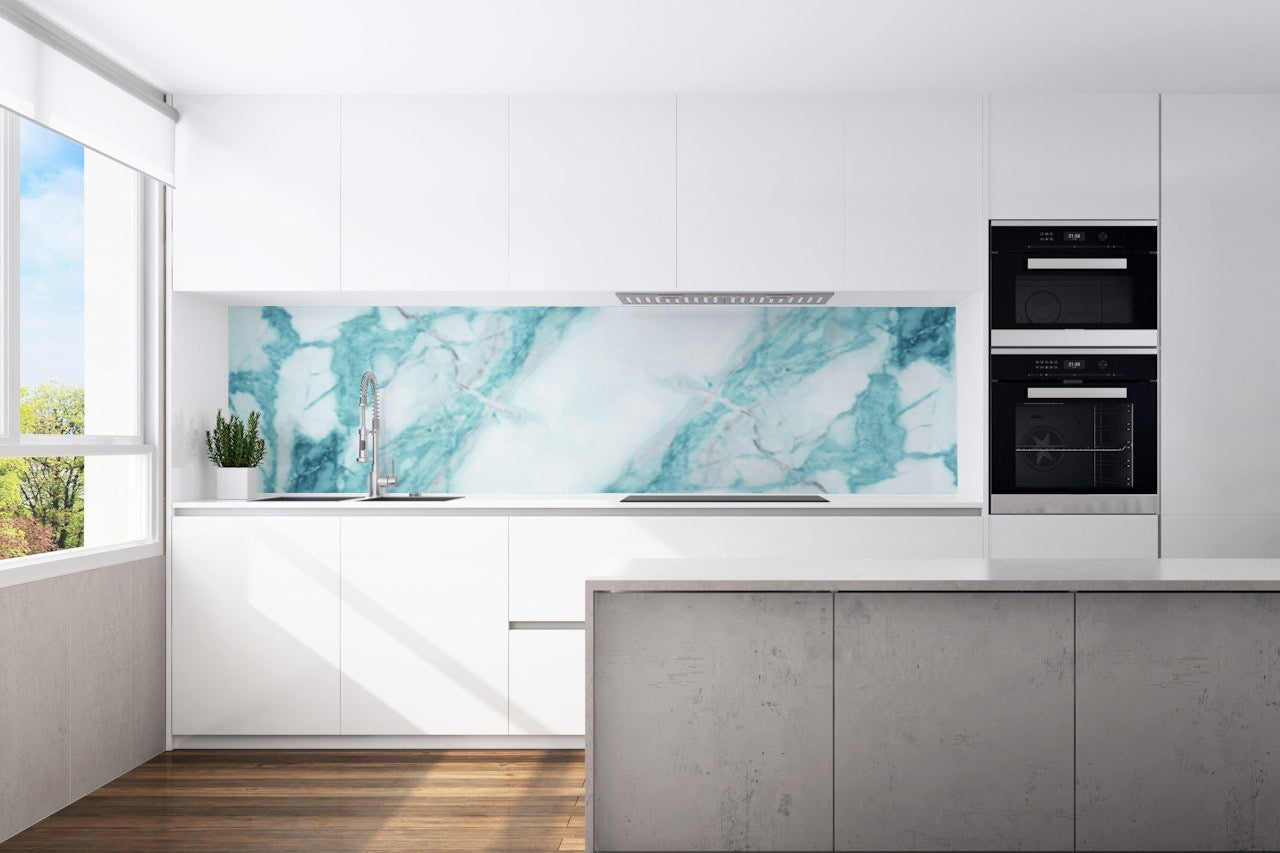 Kitchen back wall blue-green 8 motif 0352