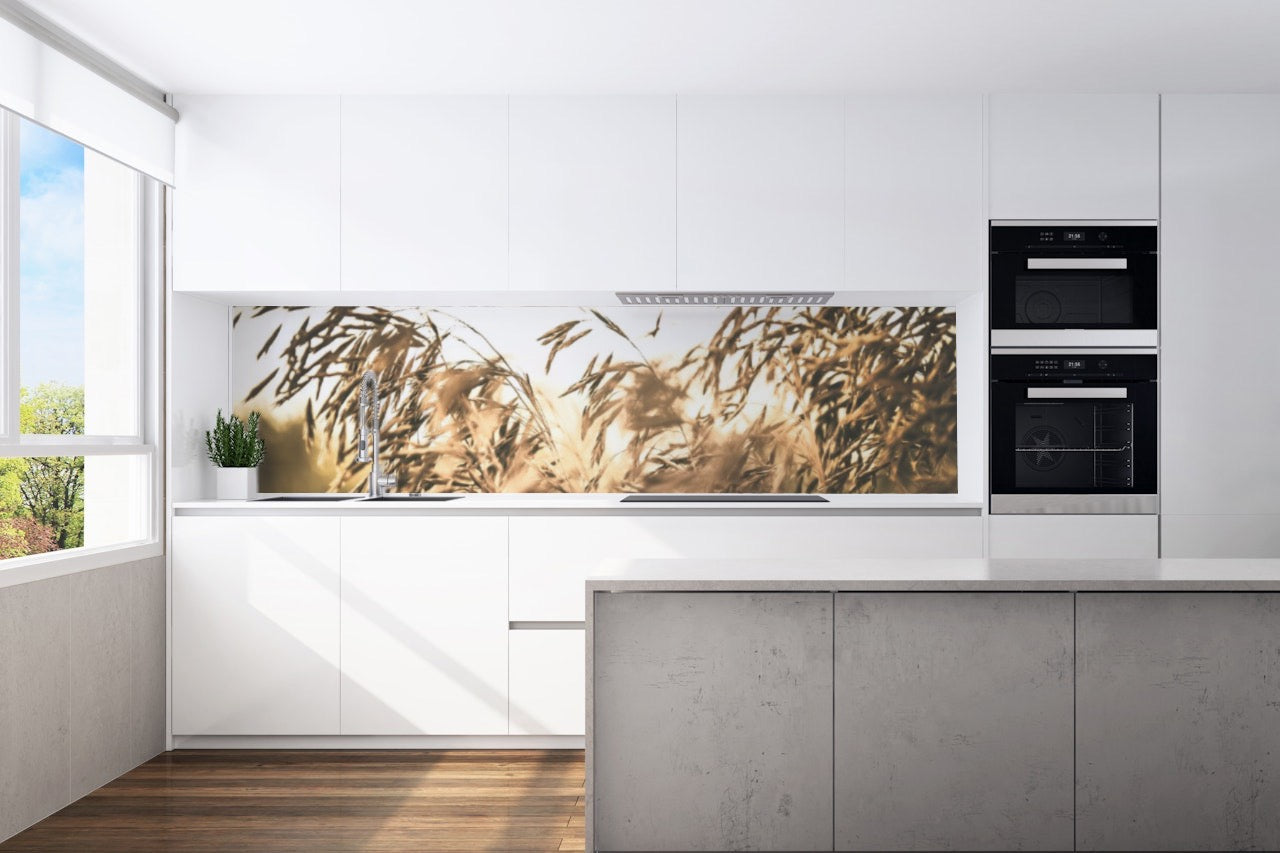 Kitchen back wall ear of wheat motif 0438